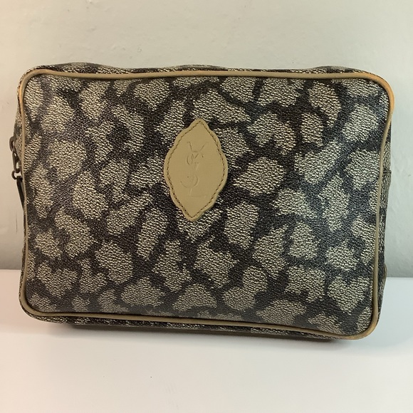 🛍YSL Saint Lauren Vintage Giraffe Print Gray Clutch🍒
